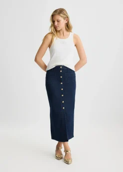 Liu Jo Jupe en toile denim avec boutons|Femme Jupes
