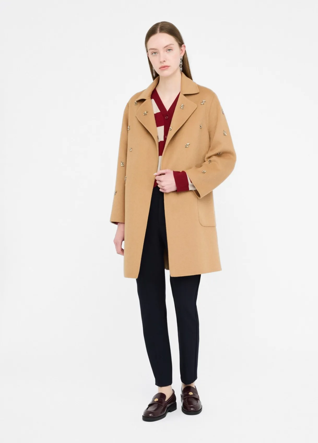 Liu Jo Manteau en laine avec broderies bijoux|Femme Manteaux