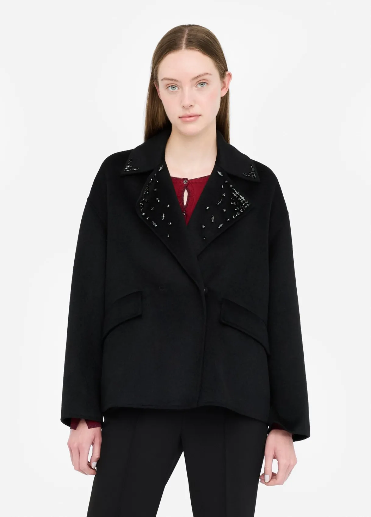 Liu Jo Manteau en laine avec broderies bijoux|Femme Manteaux