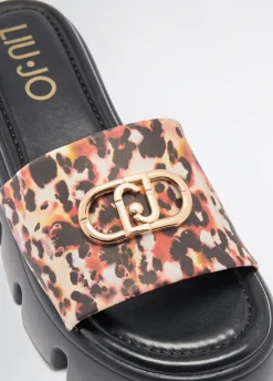 Liu Jo Mules plateforme avec motif animalier|Femme Mocassins|Mode Plage