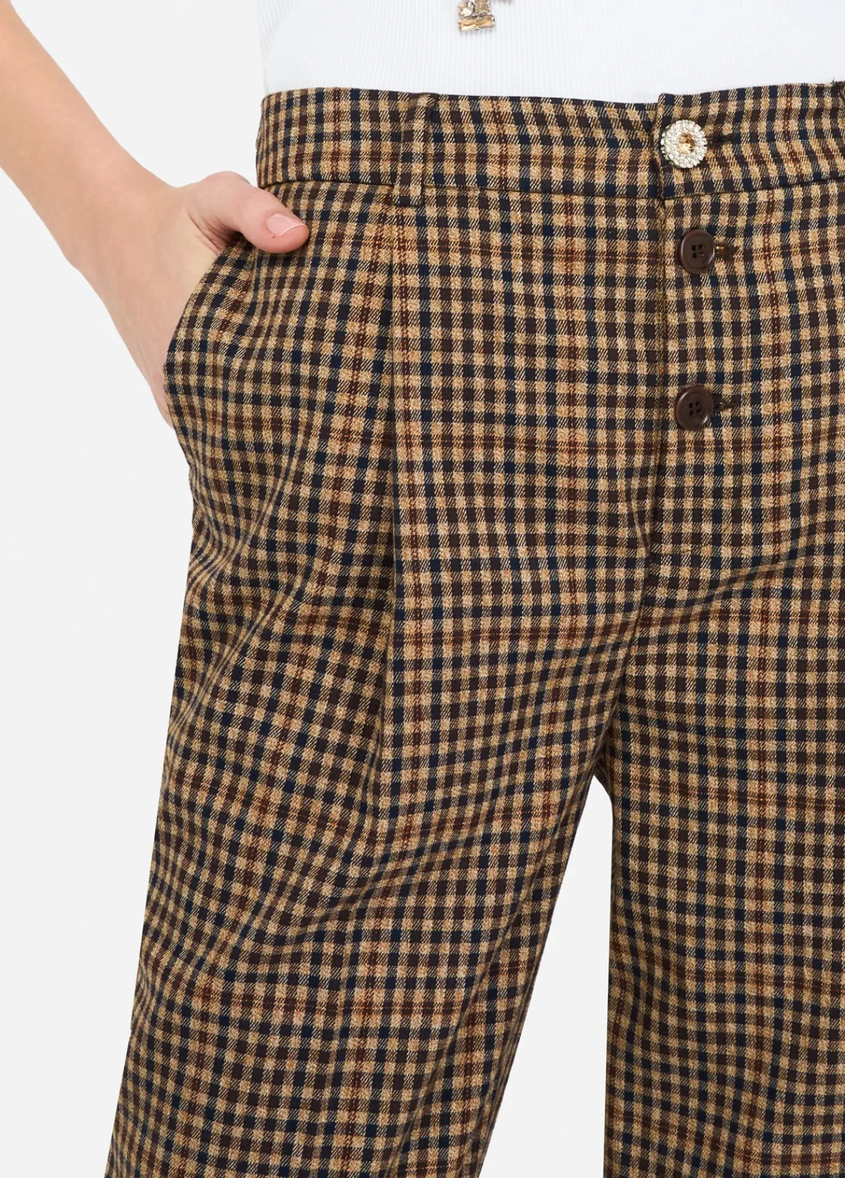 Liu Jo Pantalon à carreaux avec pinces|Femme Pantalons