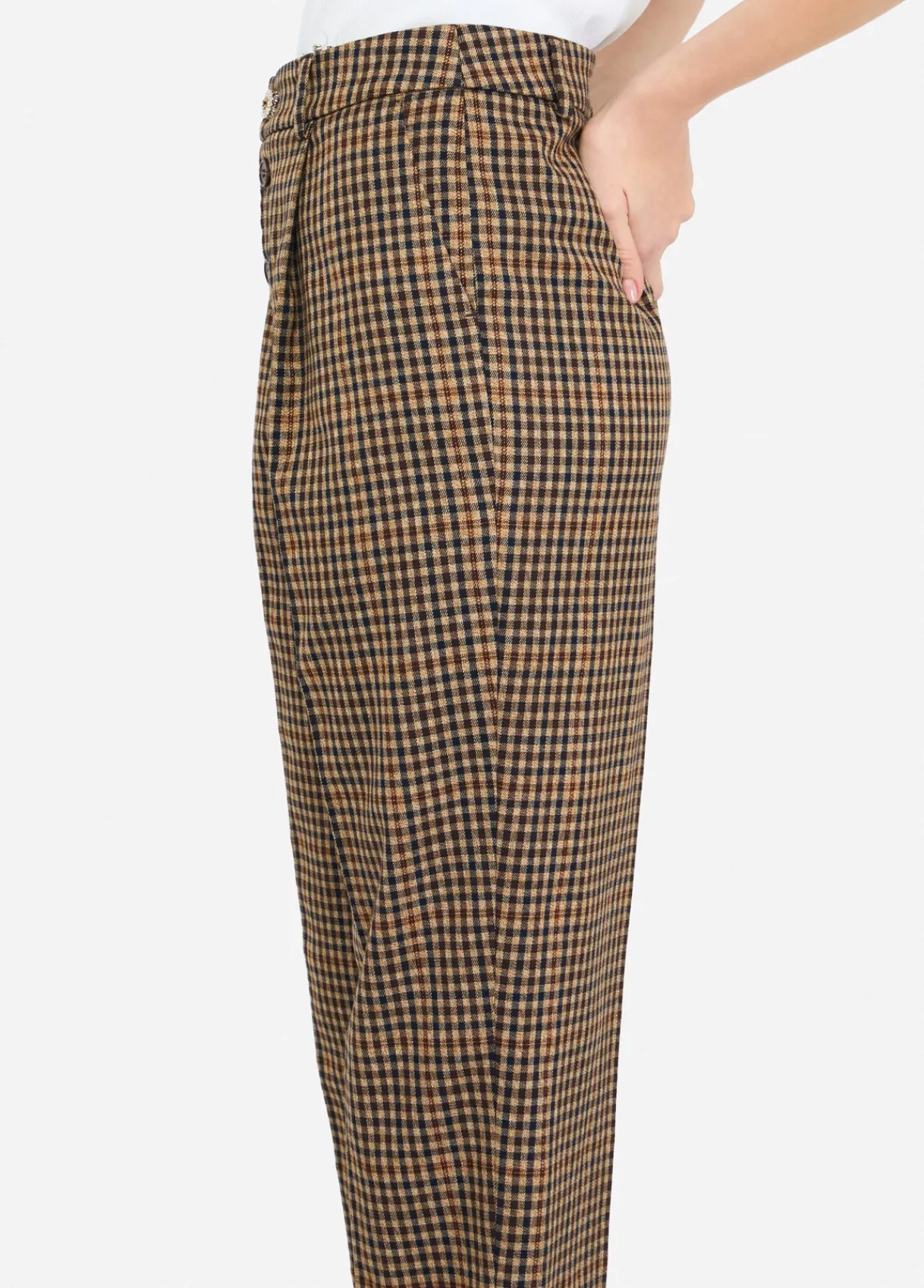 Liu Jo Pantalon à carreaux avec pinces|Femme Pantalons