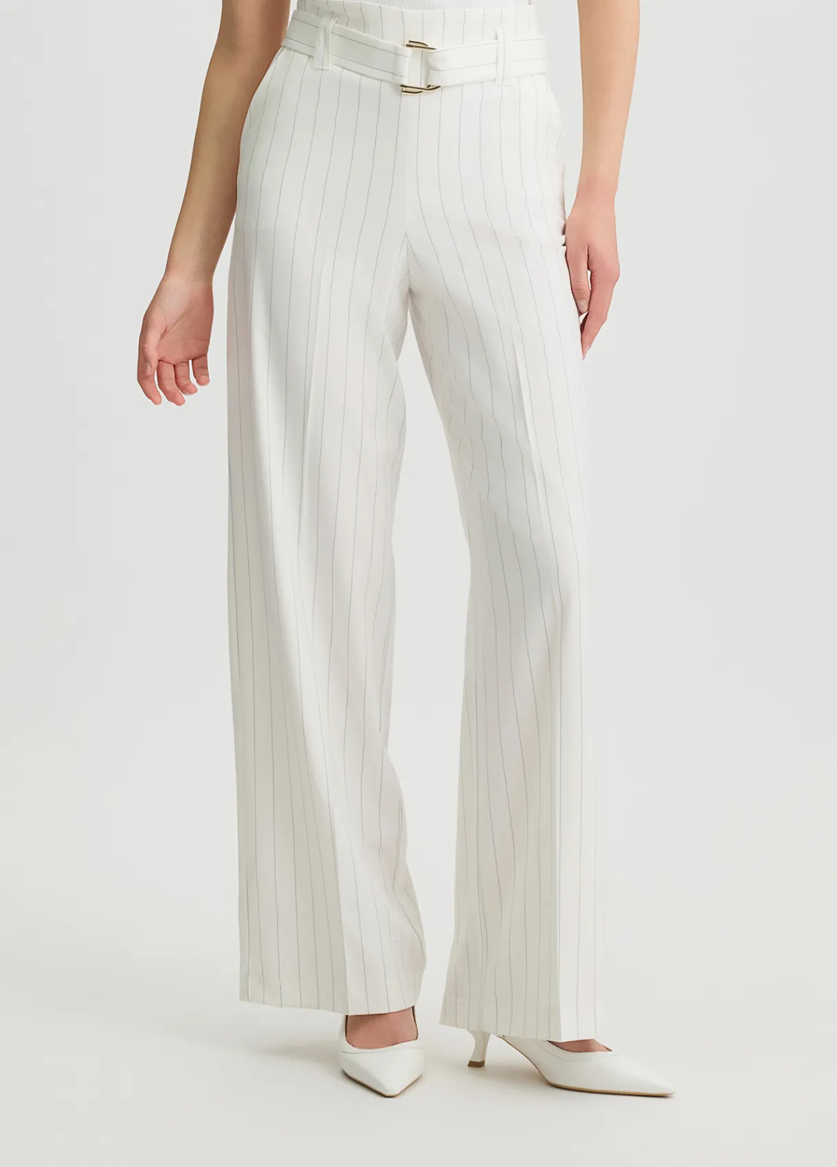 Liu Jo Pantalon à fines rayures à taille haute|Femme Pantalons|Tailleurs