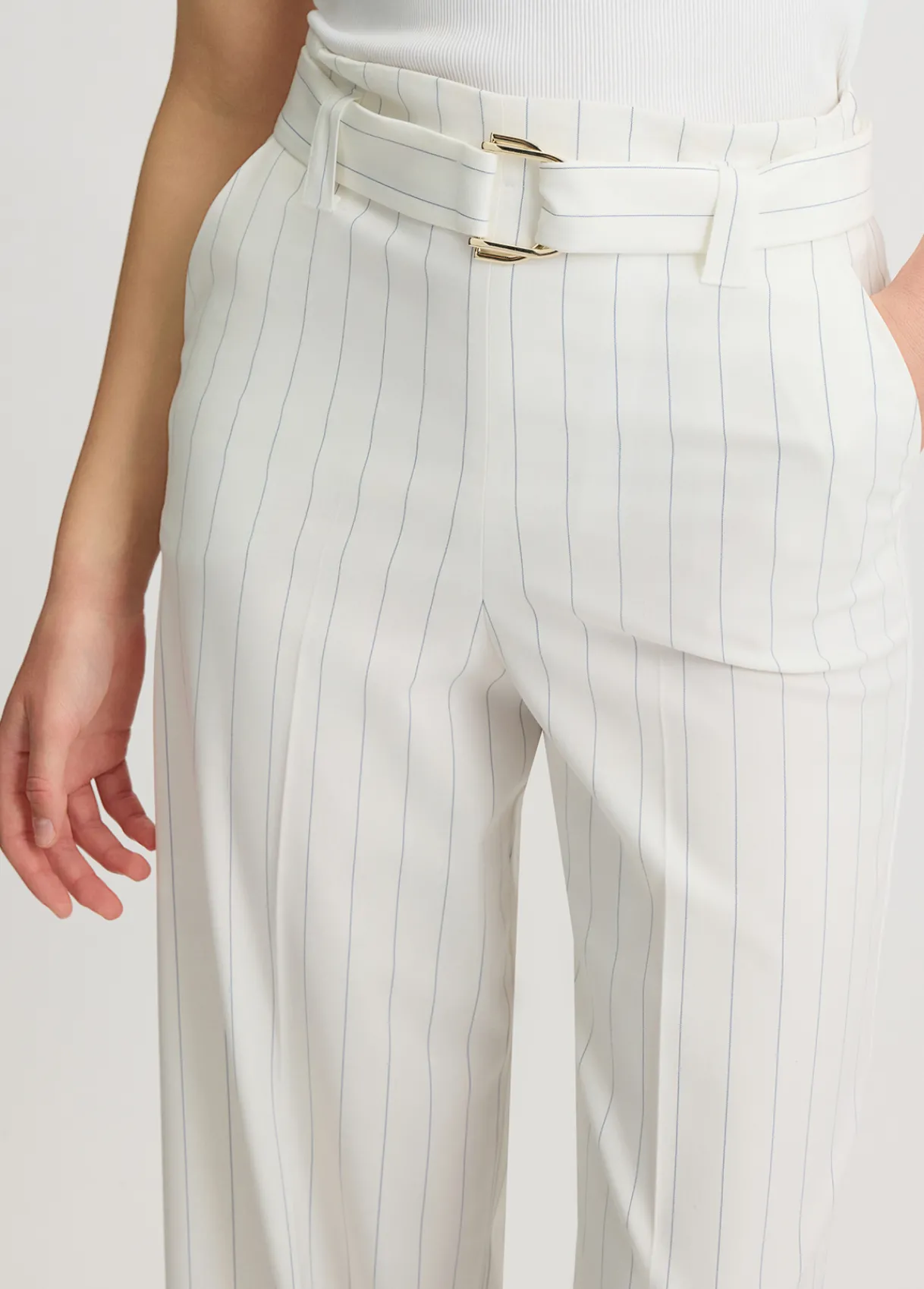 Liu Jo Pantalon à fines rayures à taille haute|Femme Pantalons|Tailleurs