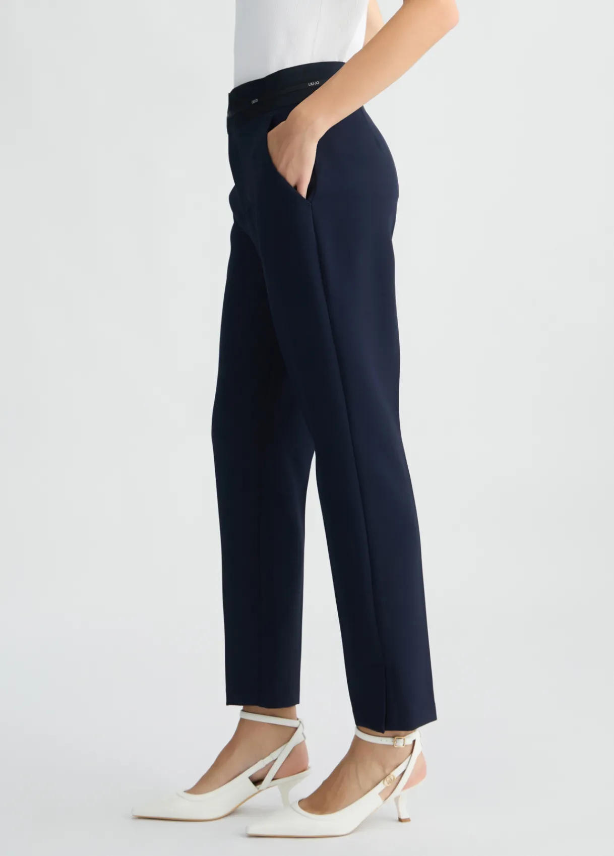 Liu Jo Pantalon avec taille logotée|Femme Pantalons|Tailleurs