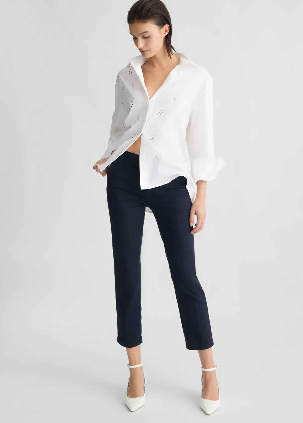Liu Jo Pantalon cropped à taille haute|Femme Pantalons