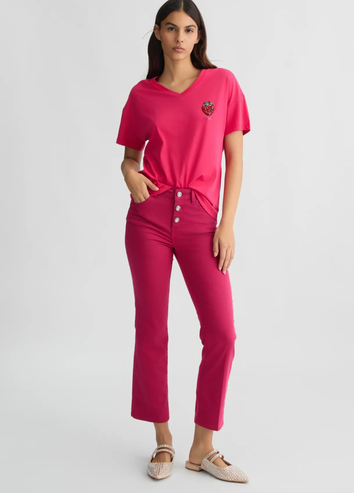 Liu Jo Pantalon cropped à taille haute|Femme Pantalons