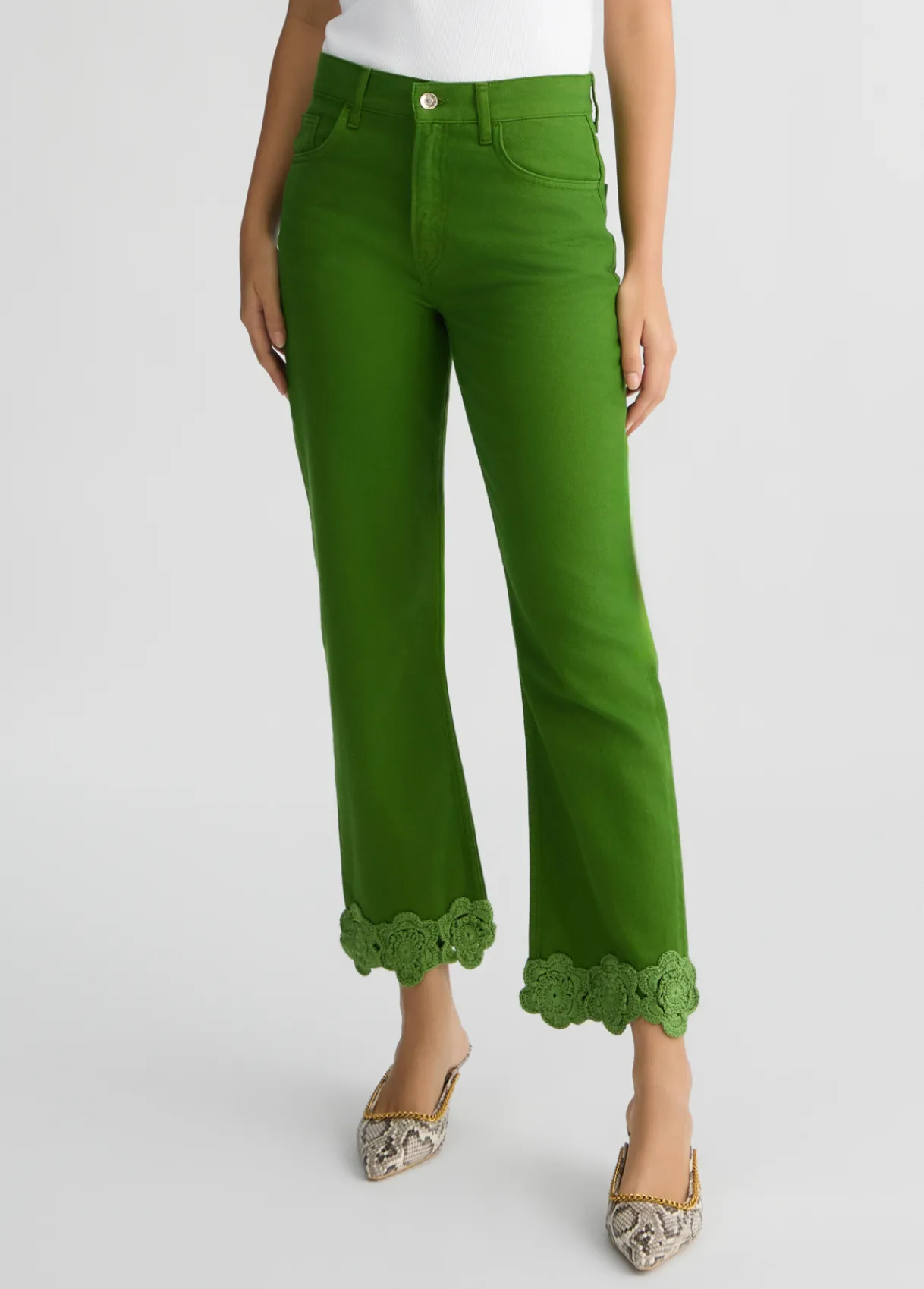 Liu Jo Pantalon droit avec broderie en crochet|Femme Pantalons