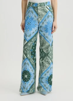 Liu Jo Pantalon en coton imprimé|Femme Pantalons|Tailleurs