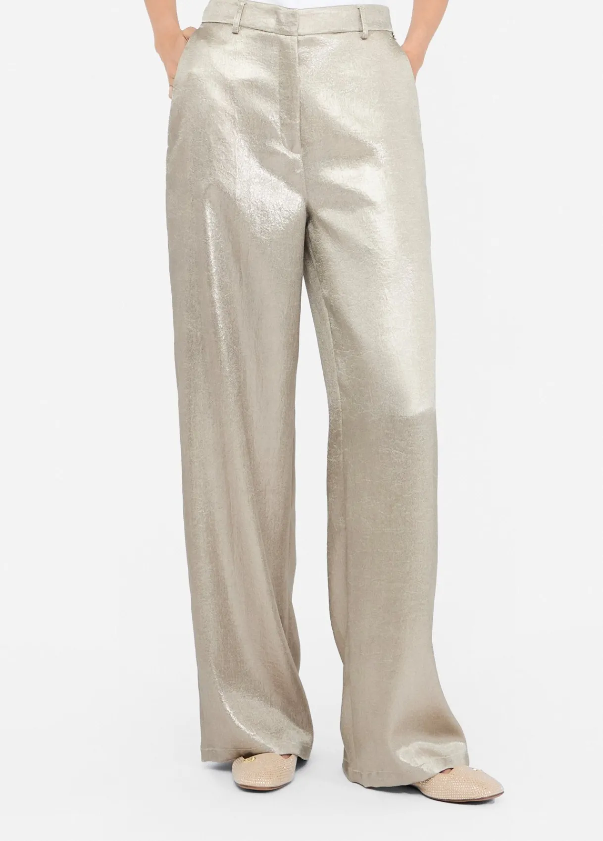 Liu Jo Pantalon en crêpe lamé|Femme Pantalons