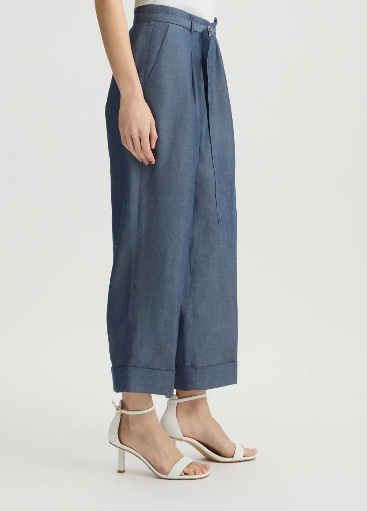 Liu Jo Pantalon en lin mélangé|Femme Pantalons|Tailleurs