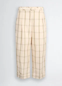 Liu Jo Pantalon en lin mélangé à carreaux|Femme Pantalons|Tailleurs