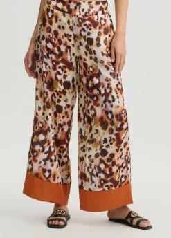 Liu Jo Pantalon en satin imprimé|Femme Mode Plage|Pantalons