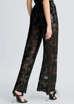 Liu Jo Pantalon en tulle brodé|Femme Pantalons|Cérémonie
