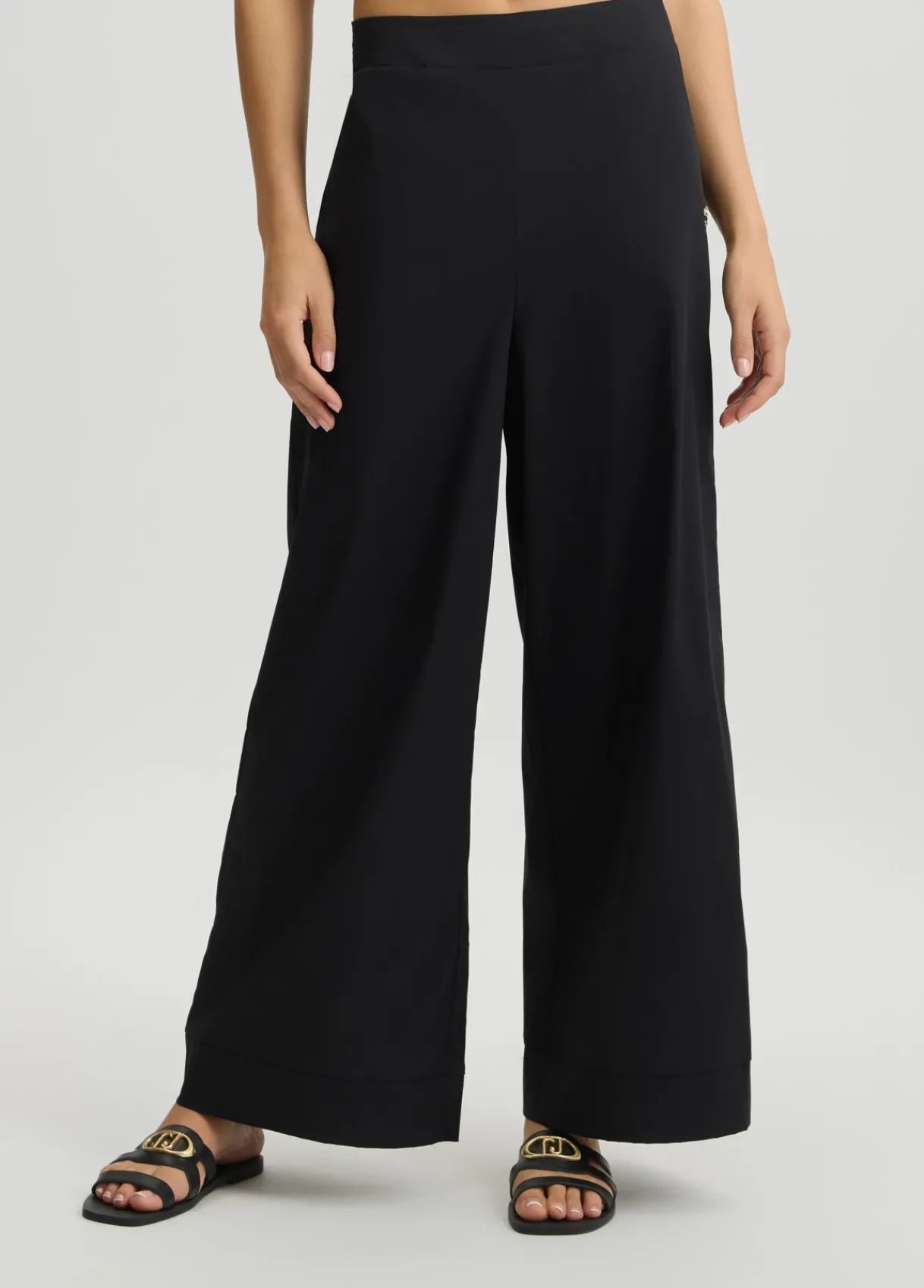 Liu Jo Pantalon palazzo en coton|Femme Mode Plage|Pantalons