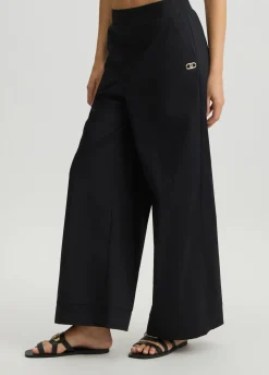 Liu Jo Pantalon palazzo en coton|Femme Mode Plage|Pantalons