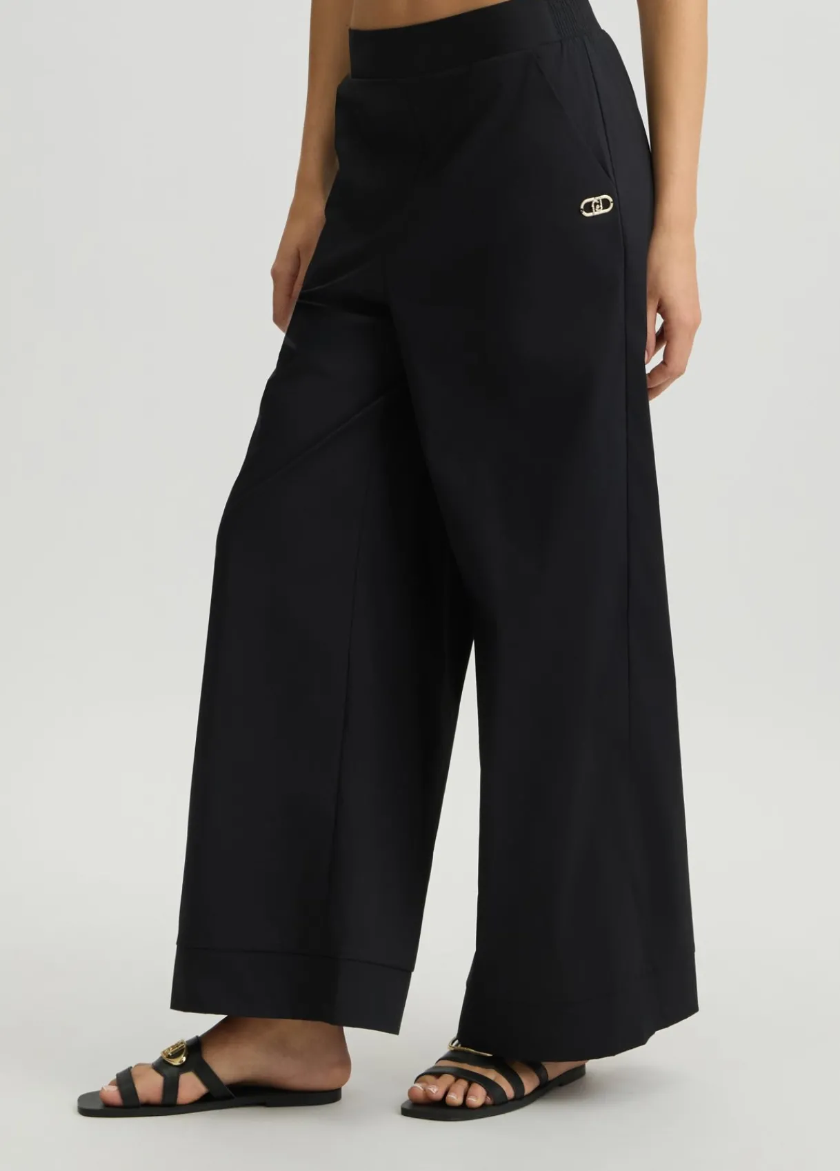 Liu Jo Pantalon palazzo en coton|Femme Mode Plage|Pantalons
