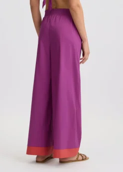 Liu Jo Pantalon palazzo en coton|Femme Mode Plage|Pantalons