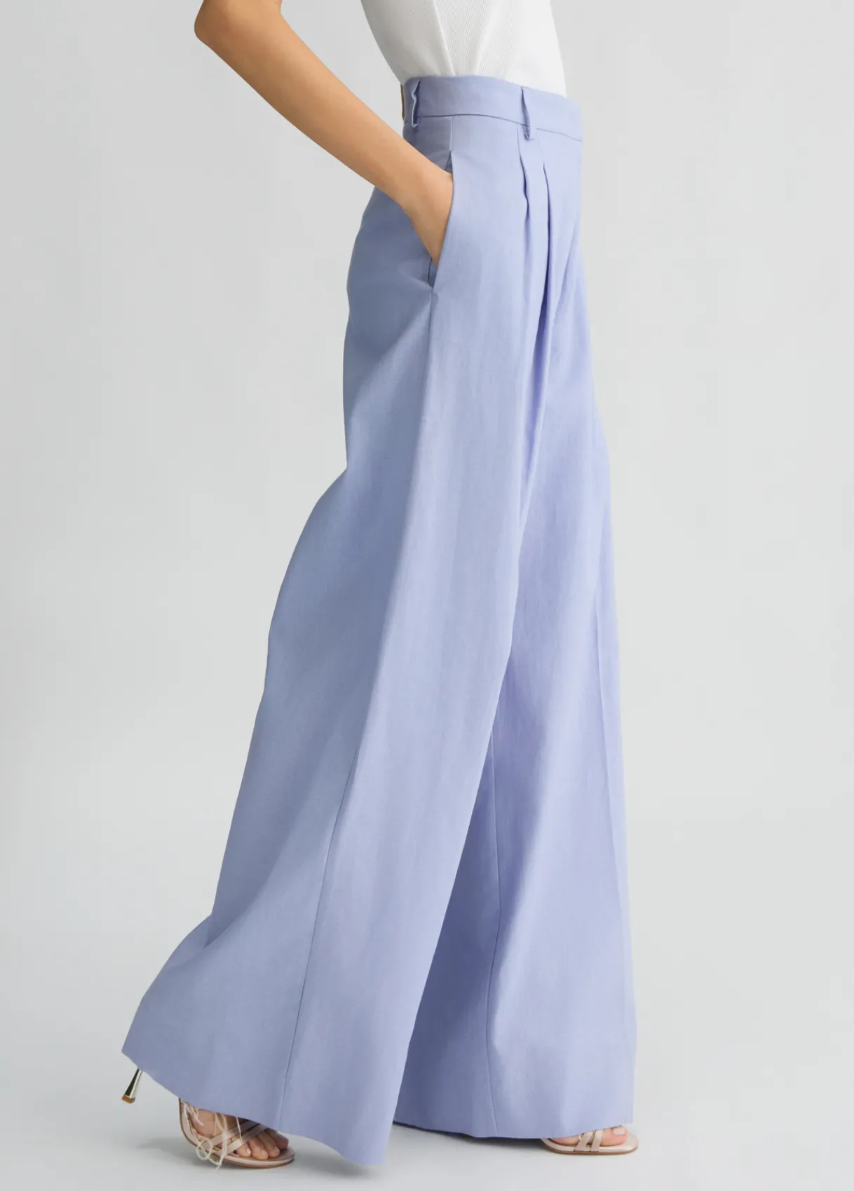 Liu Jo Pantalon palazzo en lin et coton|Femme Pantalons|Tailleurs
