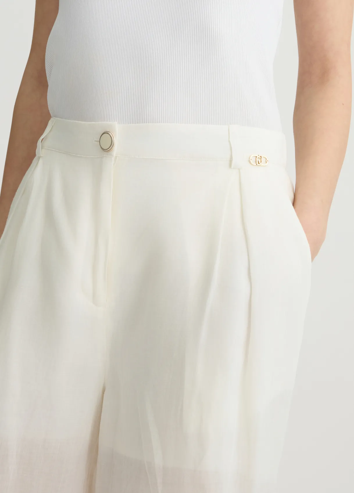 Liu Jo Pantalon palazzo en ramie|Femme Pantalons