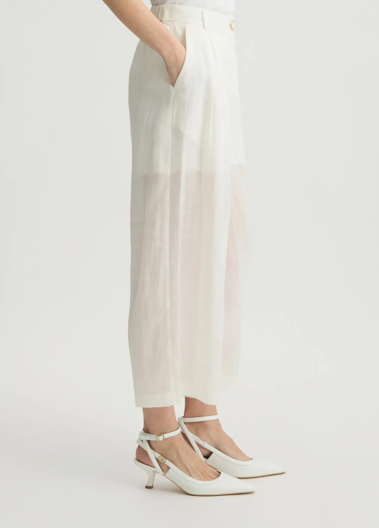 Liu Jo Pantalon palazzo en ramie|Femme Pantalons