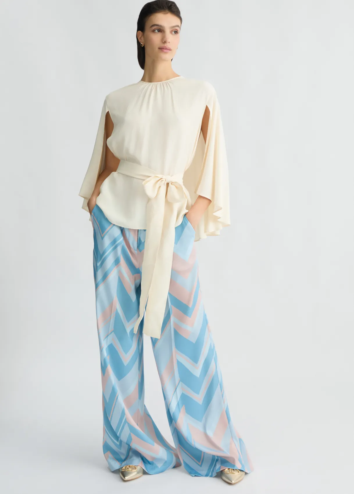 Liu Jo Pantalon palazzo en sergé imprimé|Femme Pantalons