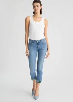 Liu Jo Pantalon skinny cropped avec revers bandana|Femme Jeans Skinny