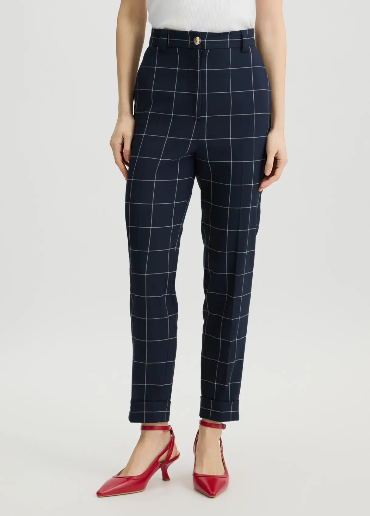 Liu Jo Pantalon slim à carreaux|Femme Pantalons|Tailleurs