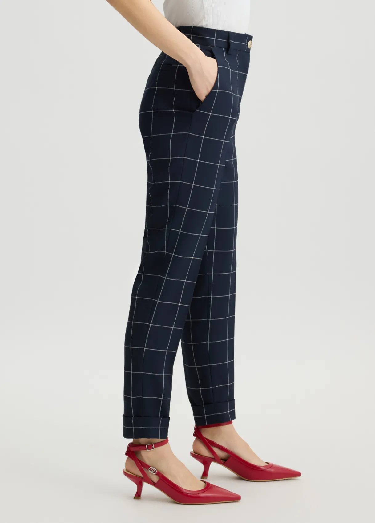 Liu Jo Pantalon slim à carreaux|Femme Pantalons|Tailleurs