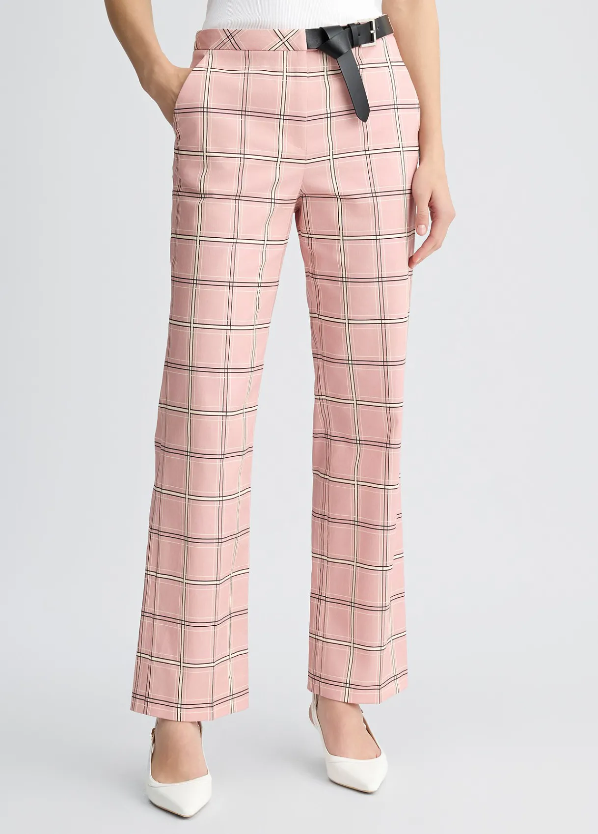 Liu Jo Pantalon évasé à carreaux|Femme Pantalons|Tailleurs
