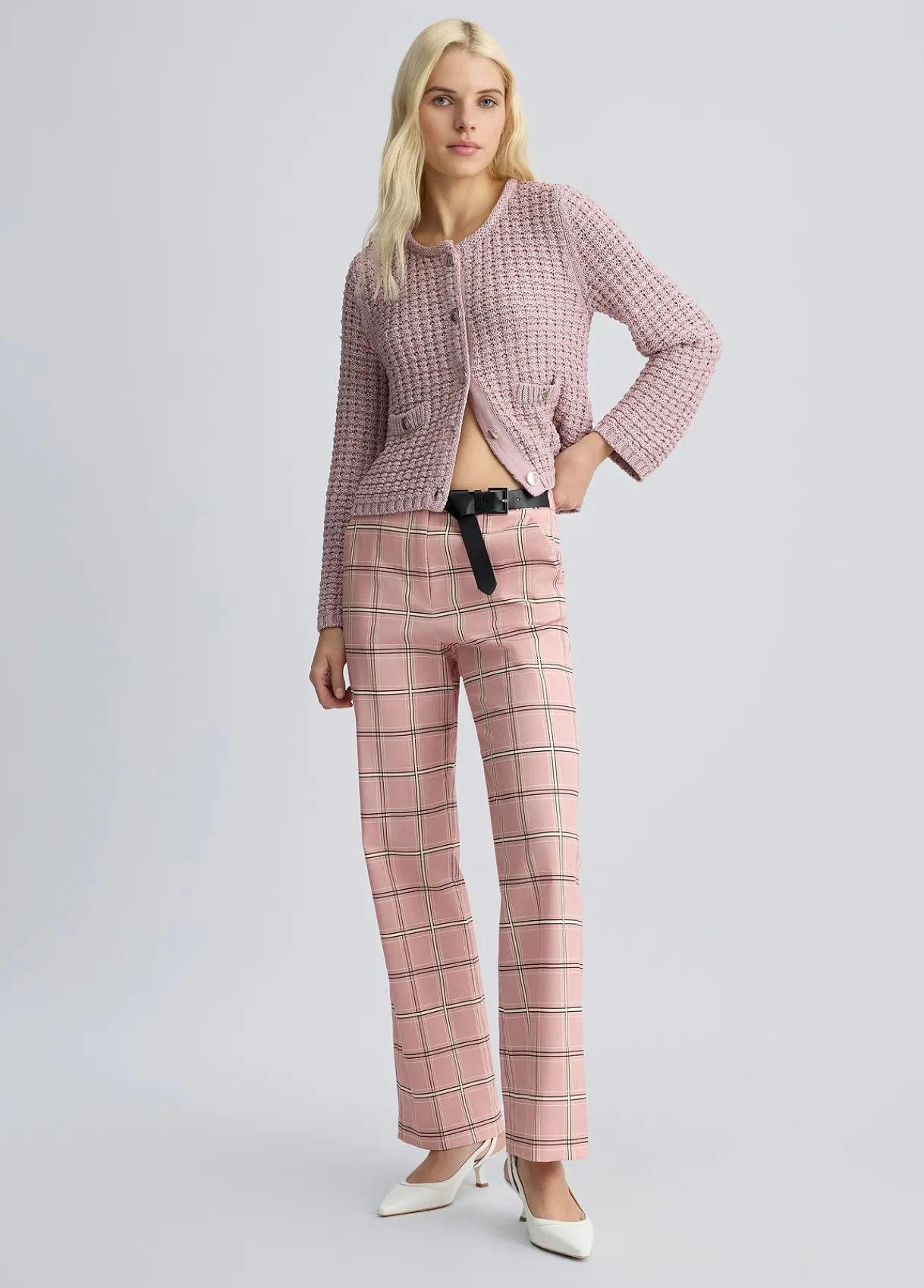 Liu Jo Pantalon évasé à carreaux|Femme Pantalons|Tailleurs