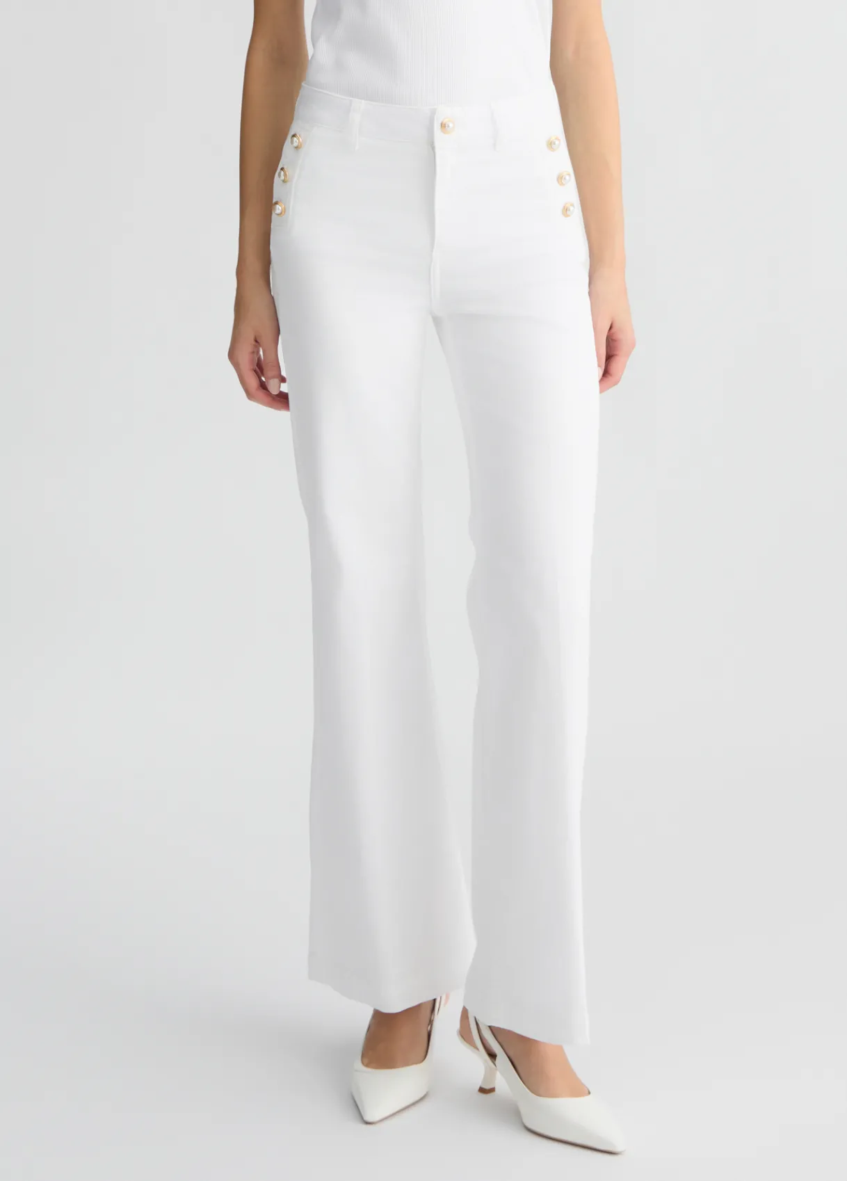 Liu Jo Pantalon évasé avec boutons|Femme Pantalons