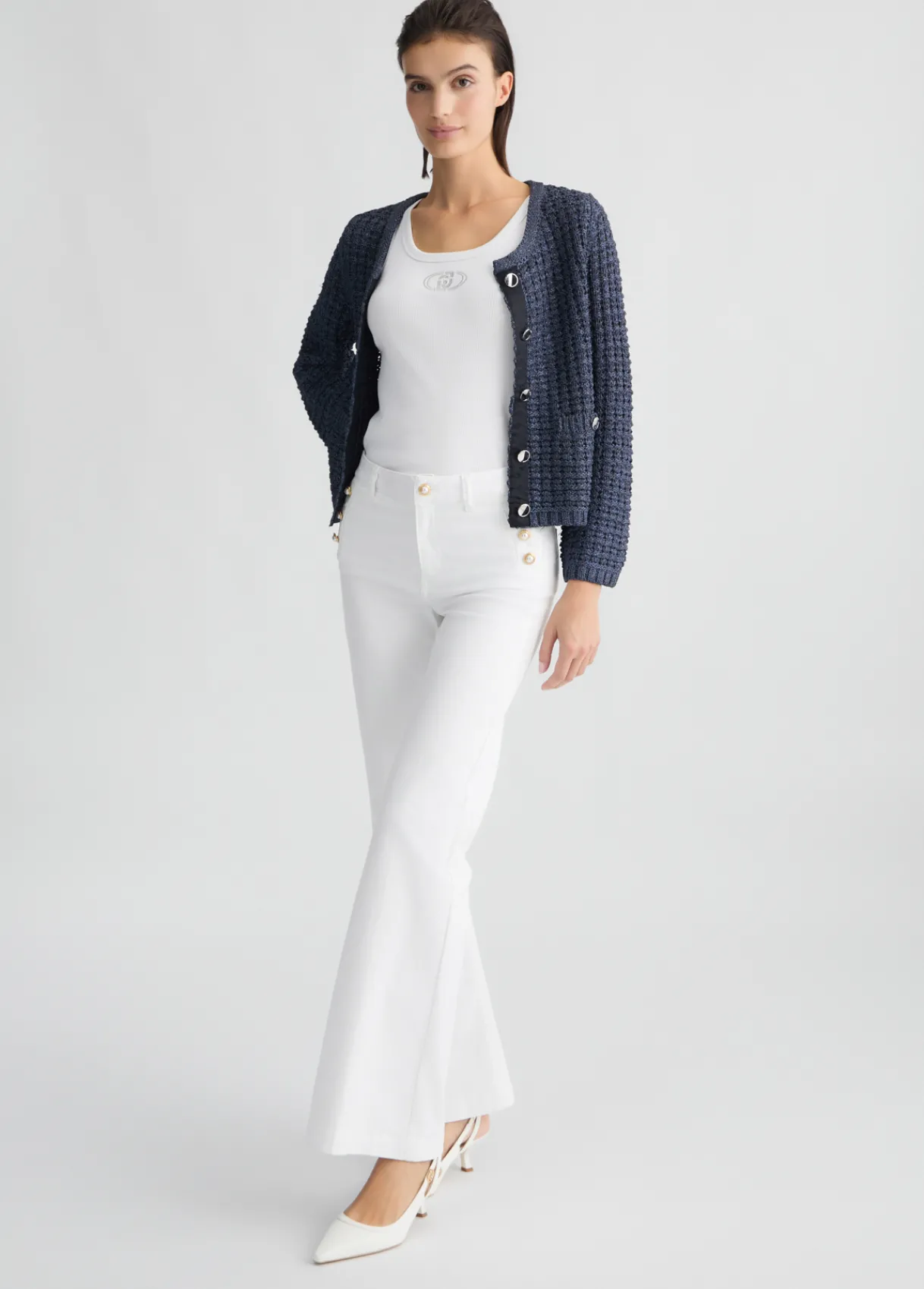 Liu Jo Pantalon évasé avec boutons|Femme Pantalons