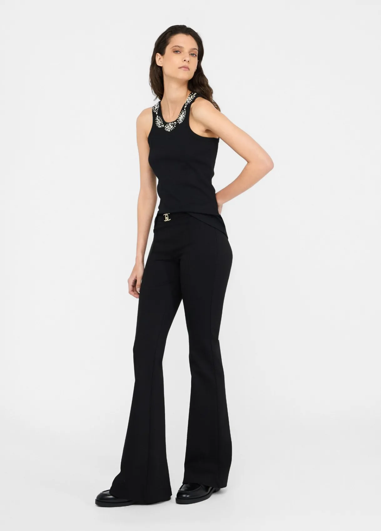 Liu Jo Pantalon évasé avec ceinture logotée|Femme Pantalons|Tailleurs