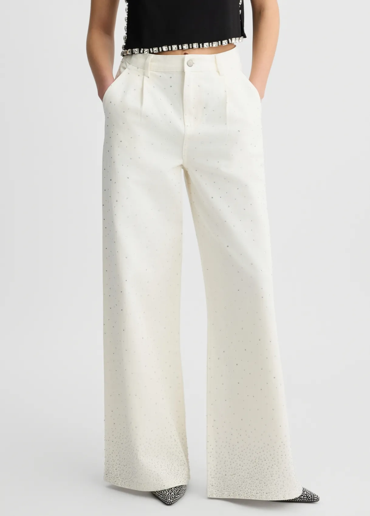 Liu Jo Pantalon évasé avec strass|Femme Pantalons