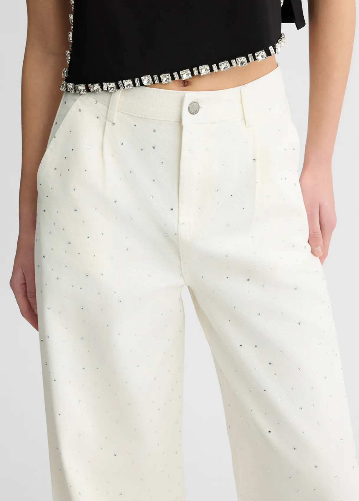 Liu Jo Pantalon évasé avec strass|Femme Pantalons