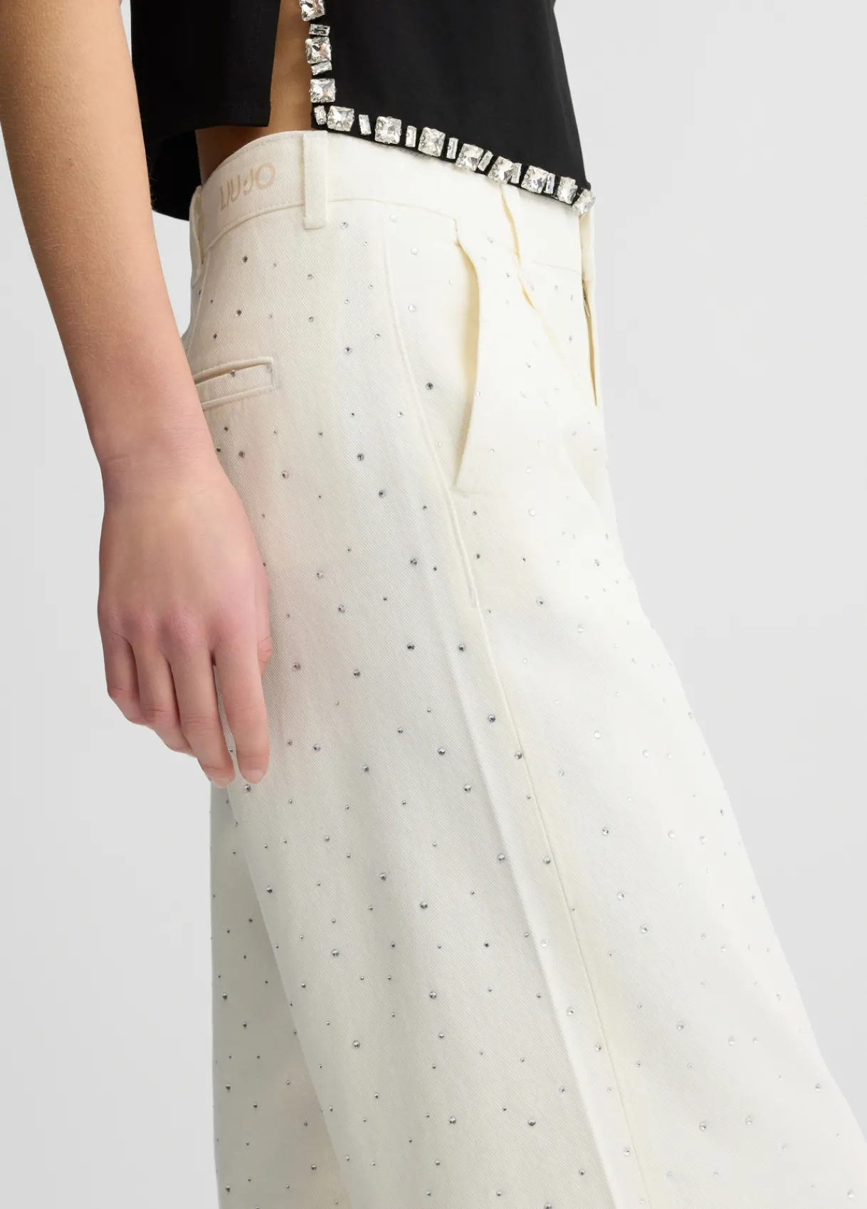 Liu Jo Pantalon évasé avec strass|Femme Pantalons
