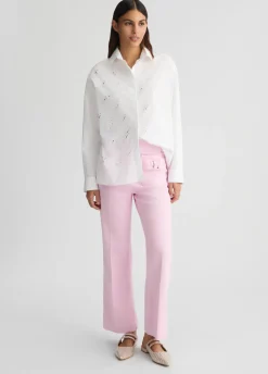 Liu Jo Pantalon évasé cropped en coton|Femme Pantalons