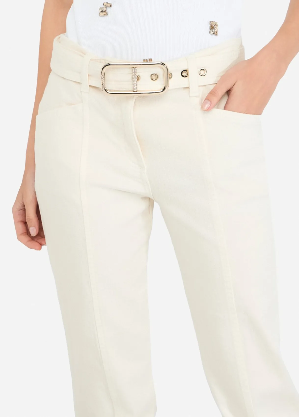 Liu Jo Pantalon évasé en bull de coton|Femme Pantalons