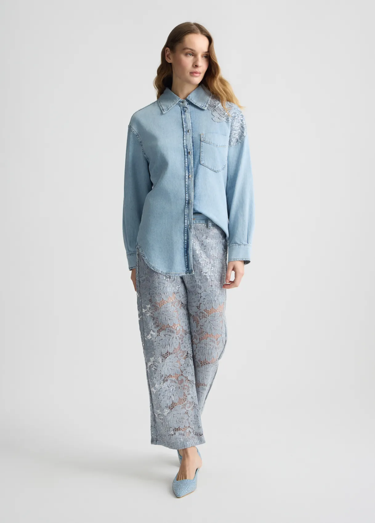 Liu Jo Pantalon évasé en dentelle|Femme Pantalons
