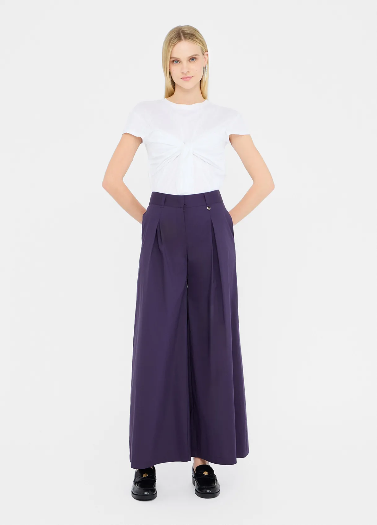 Liu Jo Pantalon évasé en popeline|Femme Pantalons