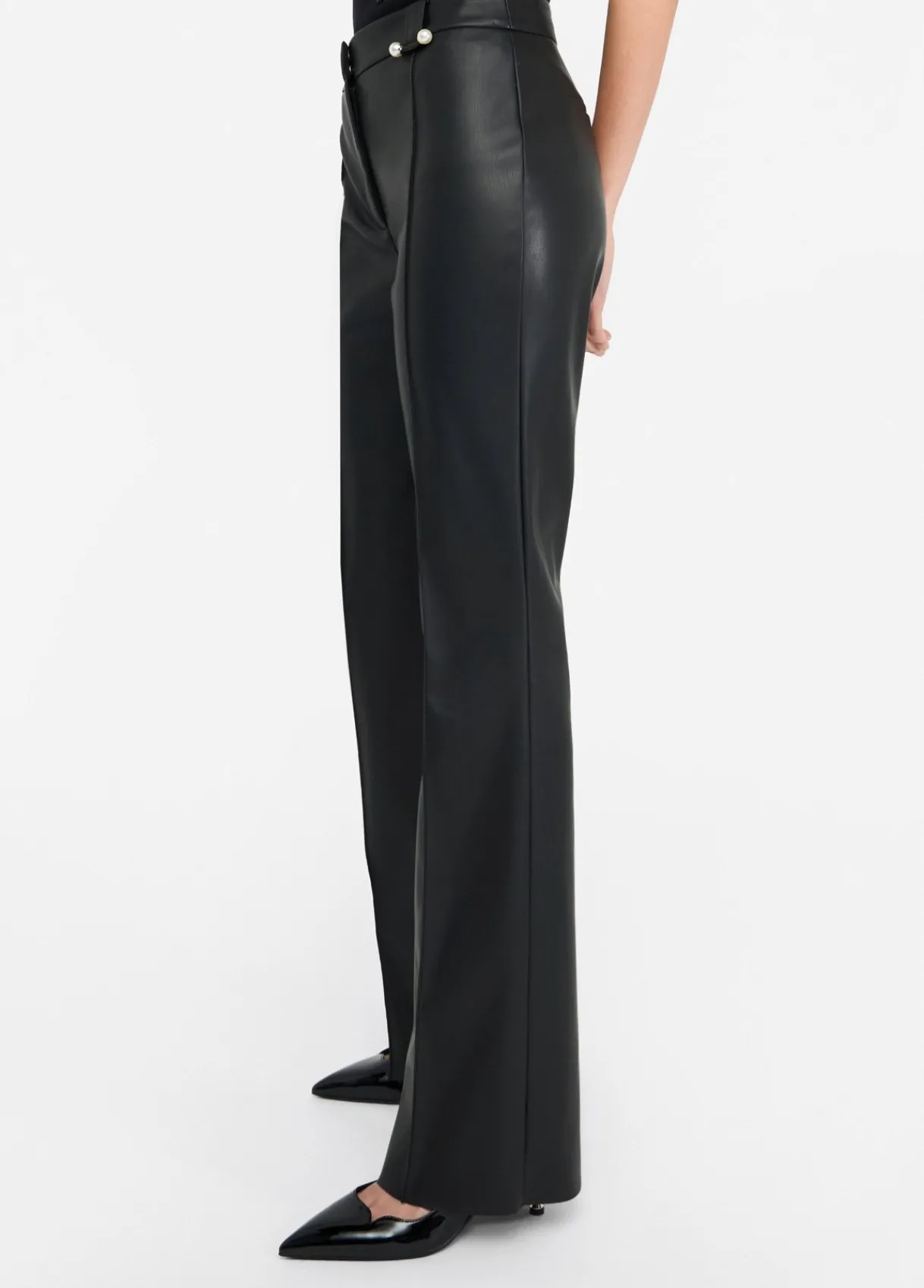 Liu Jo Pantalon évasé en tissu enduit|Femme Pantalons