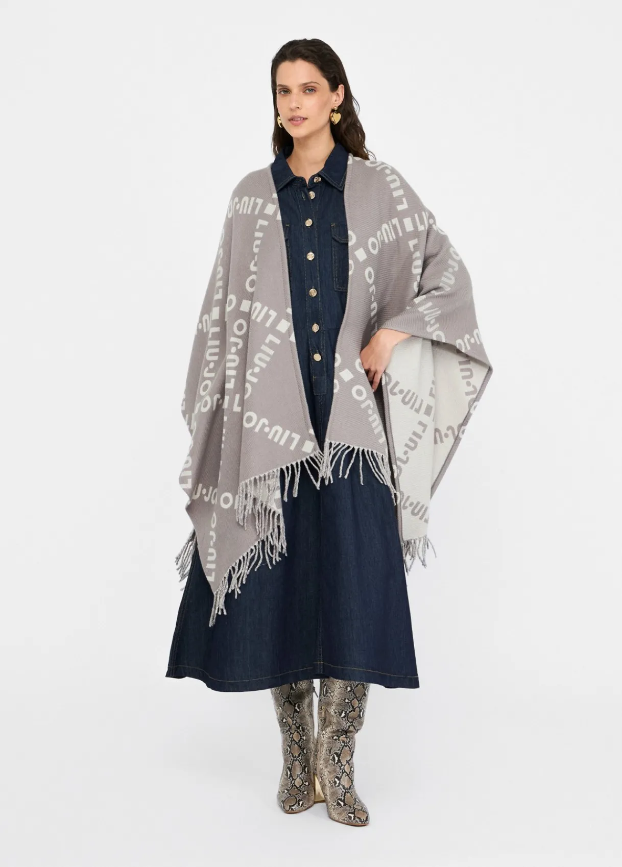 Liu Jo Poncho à logo et franges|Femme Manteaux