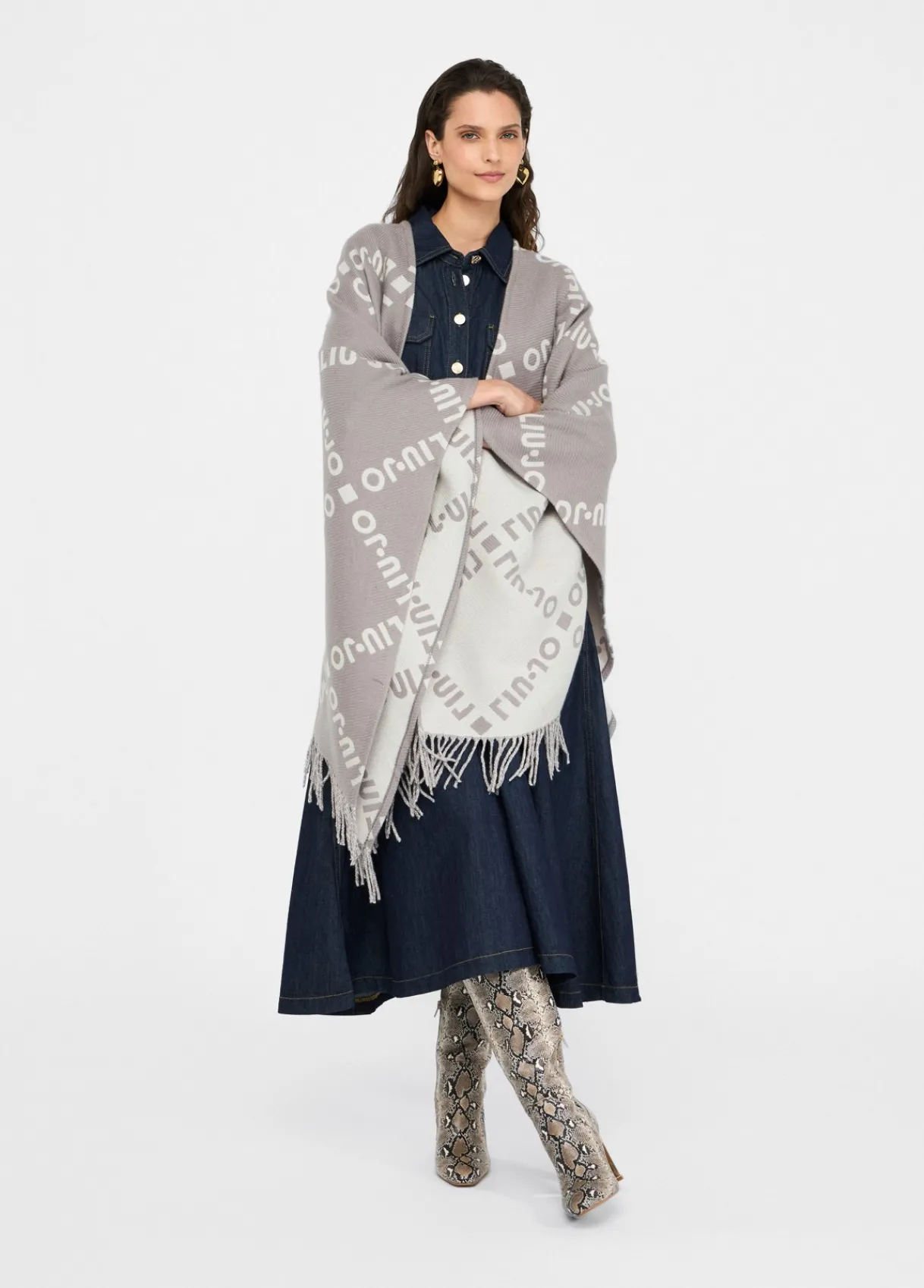 Liu Jo Poncho à logo et franges|Femme Manteaux