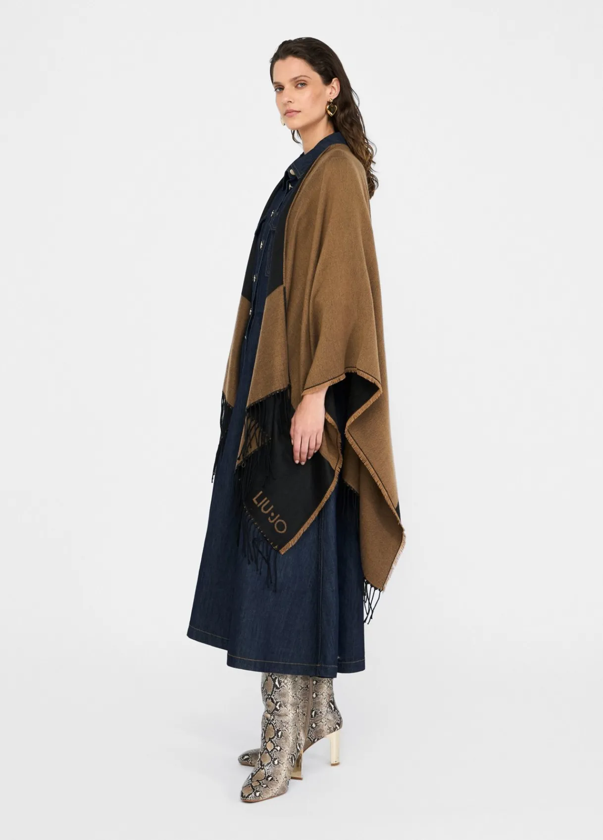 Liu Jo Poncho à logo et franges|Femme Manteaux