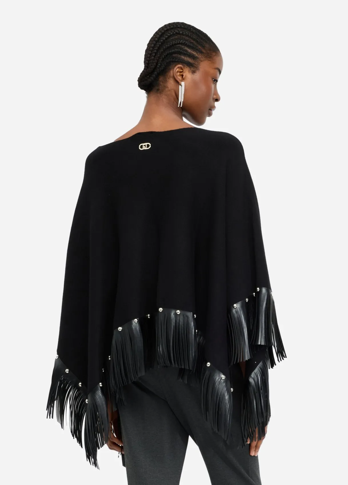 Liu Jo Poncho avec franges et clous|Femme Manteaux