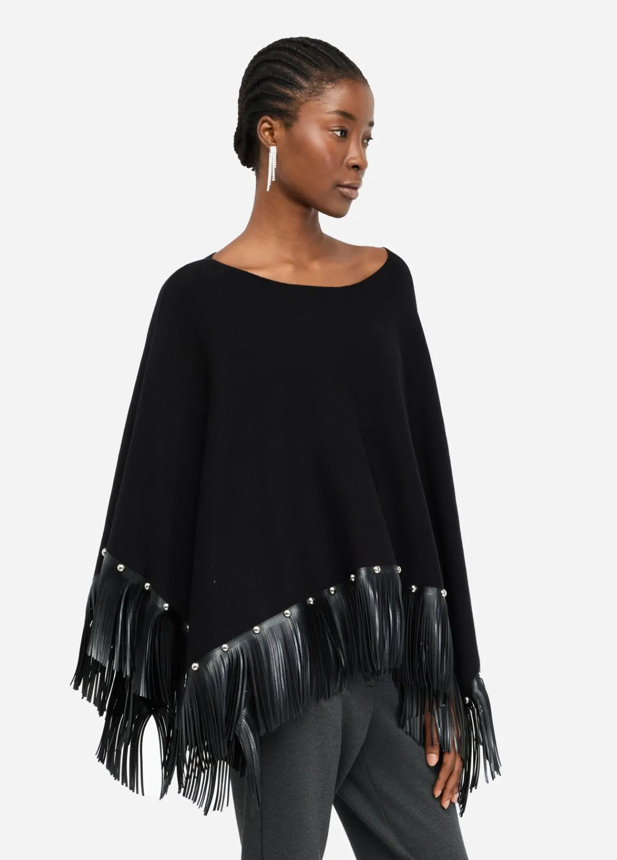 Liu Jo Poncho avec franges et clous|Femme Manteaux