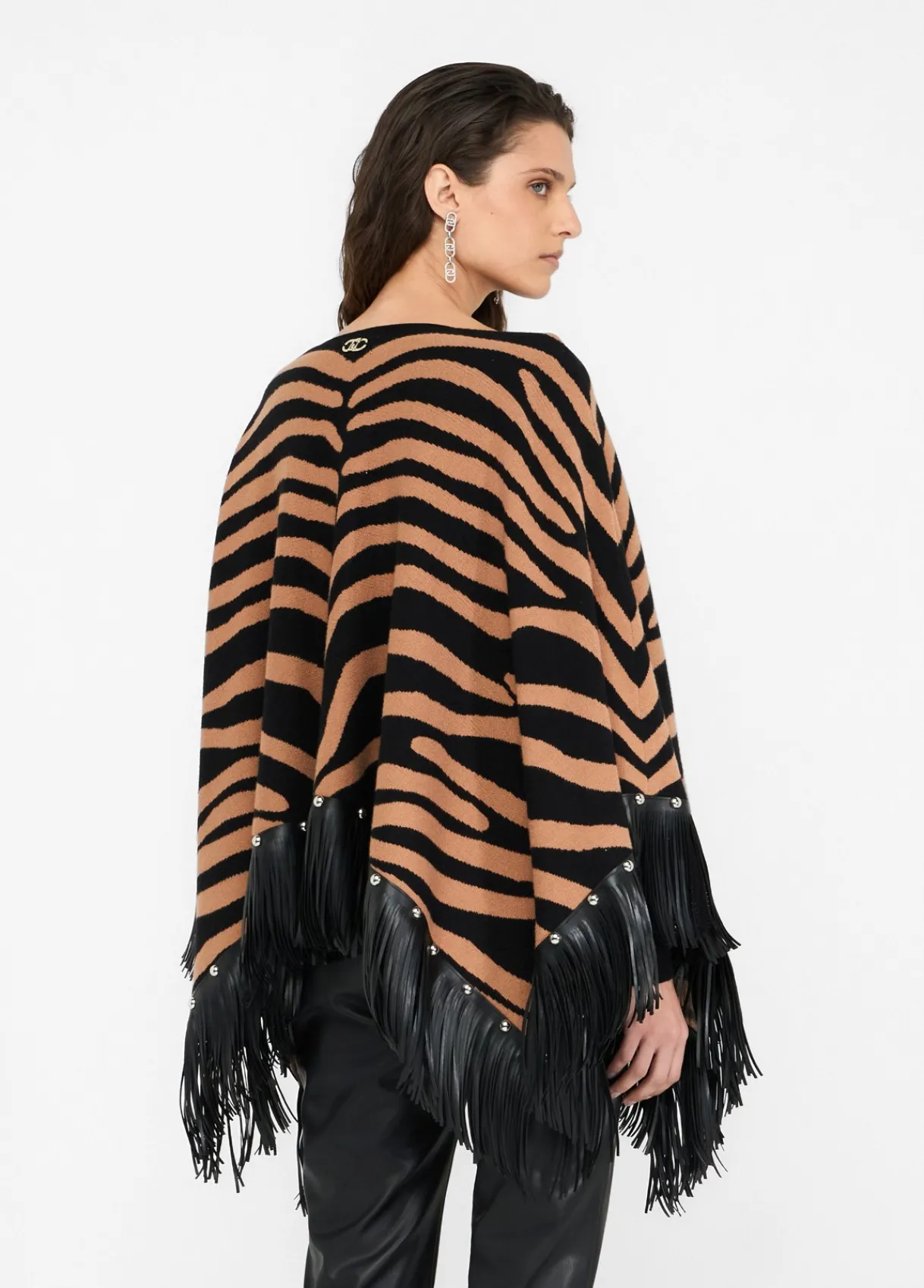 Liu Jo Poncho zébré avec franges|Femme Manteaux