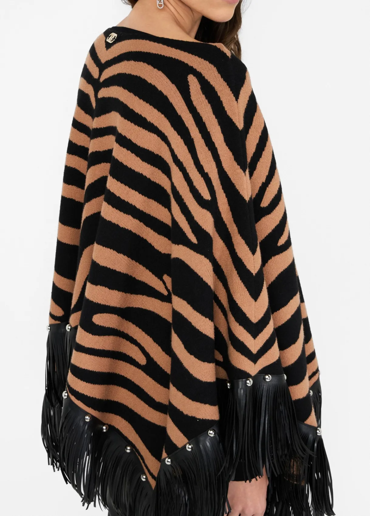 Liu Jo Poncho zébré avec franges|Femme Manteaux