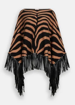 Liu Jo Poncho zébré avec franges|Femme Manteaux
